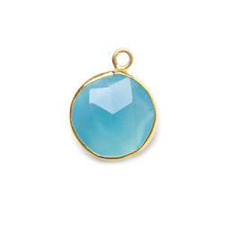 13.5mm Vermeil Bezeled Santorini Blue Chalcedony Coin Pendant 1 piece (ONLINE ORDER ONLY)