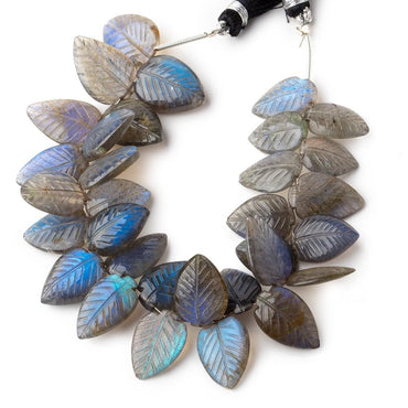13.5x10-17x12mm Labradorite hand carved leaf beads 6.5 inch 32 pieces AAA (ONLINE ORDER ONLY)