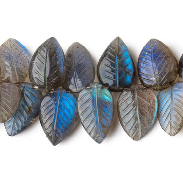 13.5x10-17x12mm Labradorite hand carved leaf beads 6.5 inch 32 pieces AAA (ONLINE ORDER ONLY)