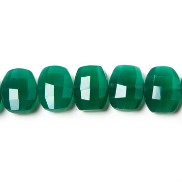 13.5x10.5mm Green Onyx side drilled Faceted Cushion Beads 7 inch 17 pieces (ONLINE ORDER ONLY)