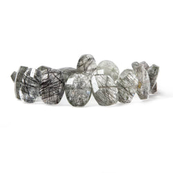 13.5x10.5mm Tourmalinated Quartz side drilled Faceted Cushions 7 inch 17 Beads (ONLINE ORDER ONLY)