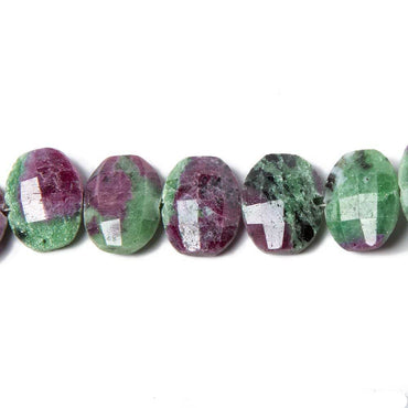 13.5x11x5mm Ruby in Zoisite Side Drilled Faceted Cushion 6 in. 15 beads (ONLINE ORDER ONLY)