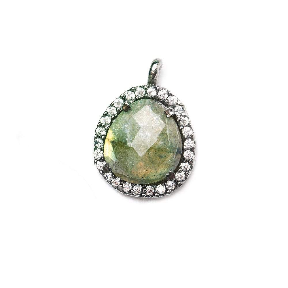13.5x12mm Black Gold Bezeled White CZ and Labradorite Nugget Pendant 1 piece (ONLINE ORDER ONLY)