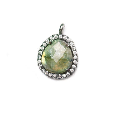 13.5x12mm Black Gold Bezeled White CZ and Labradorite Nugget Pendant 1 piece (ONLINE ORDER ONLY)