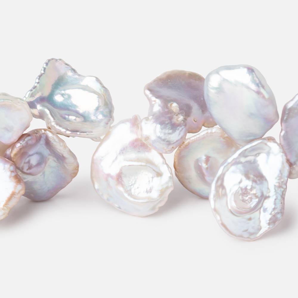 13.5x13-18x14mm Lavender, Silver, & Off White Keshi Pearl Beads 16 inch 56 pieces (ONLINE ORDER ONLY)