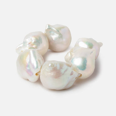 13.5x16.5-14x18.5mm White Ultra Baroque 2.5mm Large Hole Freshwater Pearls 4 inch 6 pieces A (ONLINE ORDER ONLY)