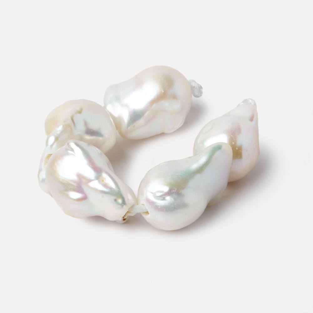 13.5x19-13.5x22mm White Ultra Baroque 2.5mm Large Hole Freshwater Pearls 4 inch 5 pieces A (ONLINE ORDER ONLY)