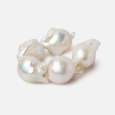 13.5x20-14.5x19mm White Ultra Baroque 2.5mm Large Hole Freshwater Pearls 4 inch 5 pieces A (ONLINE ORDER ONLY)
