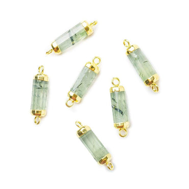 13.5x5mm Gold Leafed Prehnite faceted barrel tube Connector 1 piece (ONLINE ORDER ONLY)