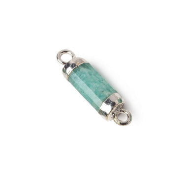 13.5x5mm Silver Leafed Amazonite faceted barrel tube Connector 1 piece (ONLINE ORDER ONLY)