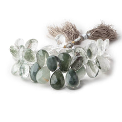 13.5x9.5-16x11mm Moss Quartz Faceted Pear Beads 7 inch 39 pieces (ONLINE ORDER ONLY)