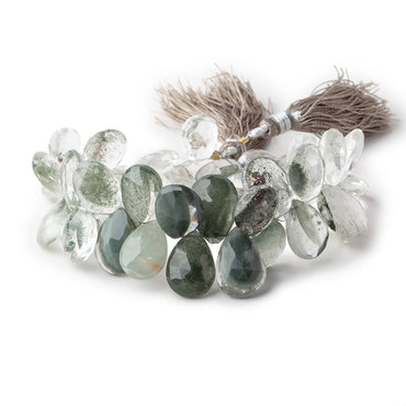 13.5x9.5-16x11mm Moss Quartz Faceted Pear Beads 7 inch 39 pieces (ONLINE ORDER ONLY)