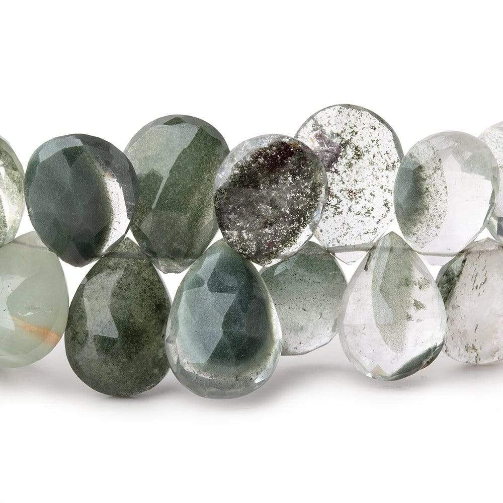 13.5x9.5-16x11mm Moss Quartz Faceted Pear Beads 7 inch 39 pieces (ONLINE ORDER ONLY)