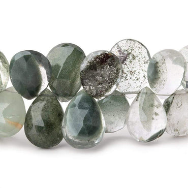 13.5x9.5-16x11mm Moss Quartz Faceted Pear Beads 7 inch 39 pieces (ONLINE ORDER ONLY)