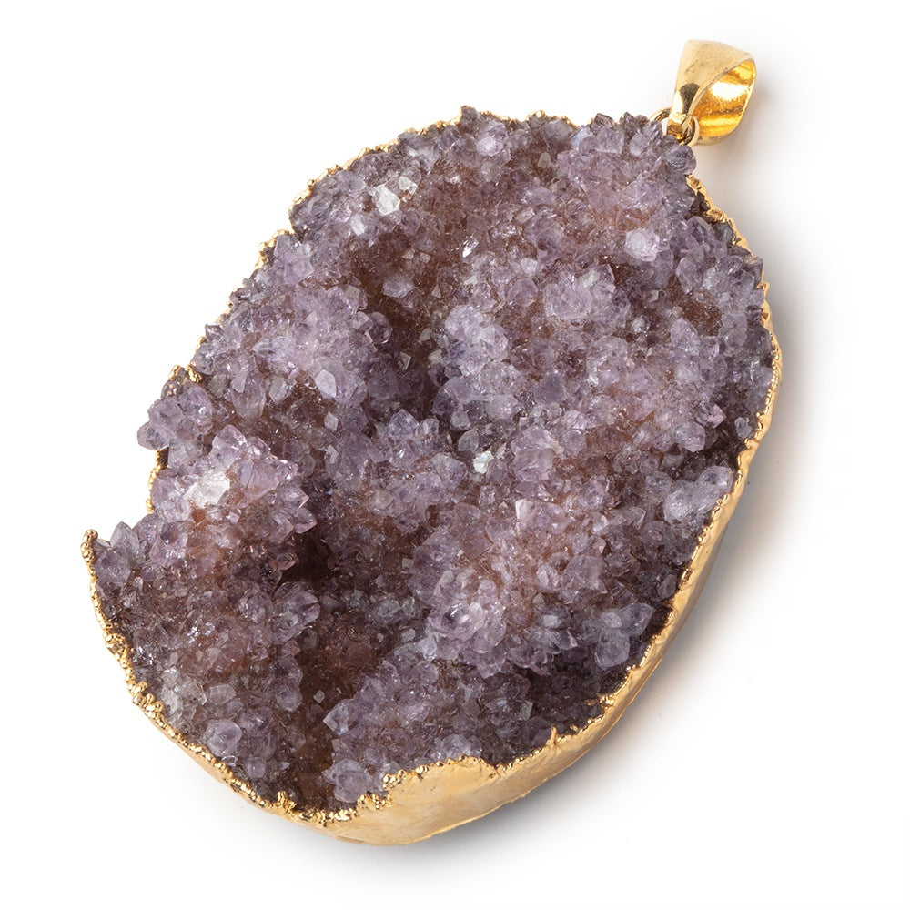 2.4x1.6 inch Gold Leafed Amethyst Drusy Freeshape with bail 1 piece (ONLINE ORDER ONLY)