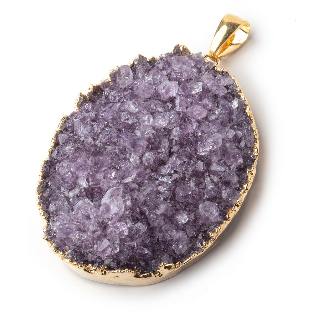 2.25 x 1.75 inch Gold Leafed Amethyst Drusy Freeshape with bail 1 piece (ONLINE ORDER ONLY)