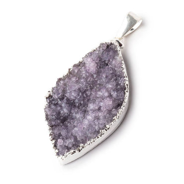 2x1 inch Silver Leafed Pale Amethyst Drusy Marquise with Bail 1 piece (ONLINE ORDER ONLY)