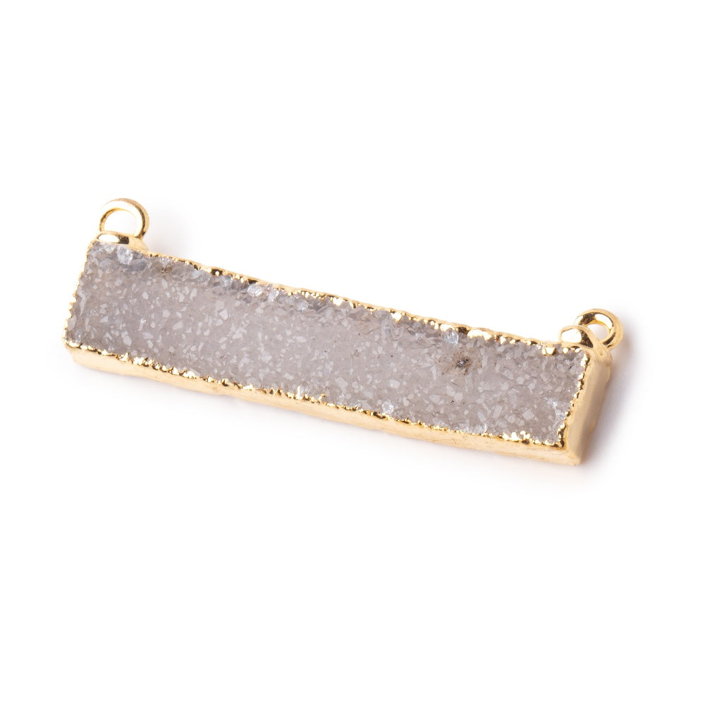 40x8mm Gold Leaf Edged Light Smoky Quartz Drusy East West Bar Connector 1 piece (ONLINE ORDER ONLY)