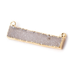 40x8mm Gold Leaf Edged Light Smoky Quartz Drusy East West Bar Connector 1 piece (ONLINE ORDER ONLY)