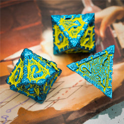 Blue and Yellow Metal Dice（Dagger of Venom）7-Dice Udixi RPG (Online Only)