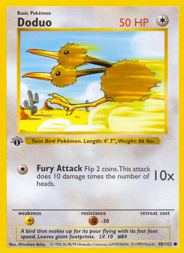 Doduo (48/102) (Shadowless) [Base Set 1st Edition] (Online Only)