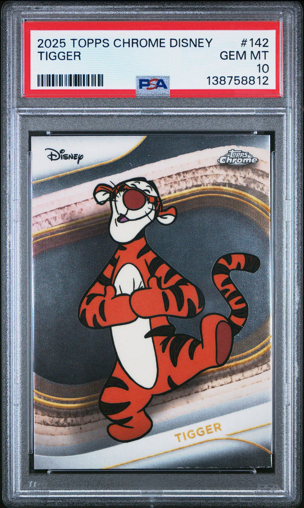 Graded 2025 Topps Chrome Disney Tigger #142 Winnie The Pooh Trading Card PSA 10 Gem Mint