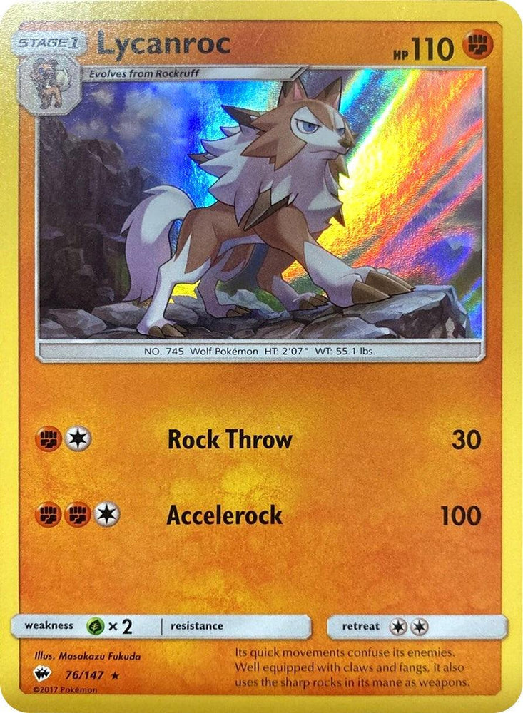 Lycanroc (76/147) (Water Web Holo) [Sun & Moon: Burning Shadows] (Online Only)