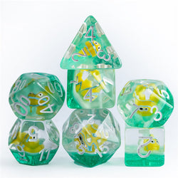 Gold Fish Green 7-Dice Dnd Dice | Glitter w/White Numbers Set (Online Only)