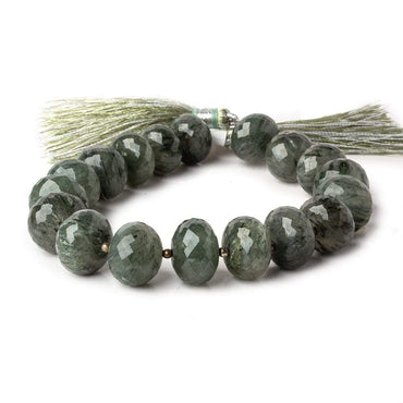 13mm - 14mm Green Tourmalinated Quartz faceted rondelles 8inch 18 beads A (ONLINE ORDER ONLY)