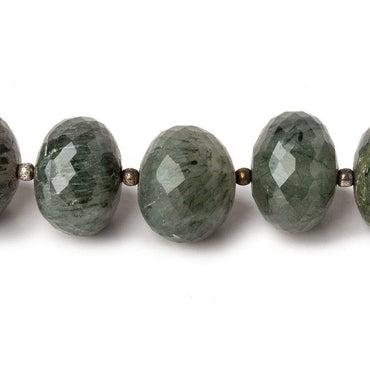 13mm - 14mm Green Tourmalinated Quartz faceted rondelles 8inch 18 beads A (ONLINE ORDER ONLY)
