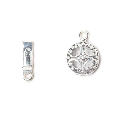 13mm Antiqued Sterling Silver plated Box Clasp Filigree Design 1 piece (ONLINE ORDER ONLY)