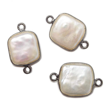 13mm Black Gold Bezel Cream Square Pearl Connector 1 piece (ONLINE ORDER ONLY)