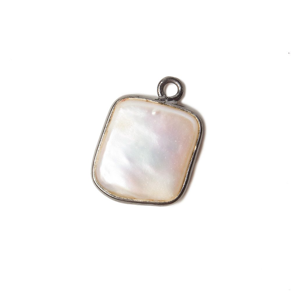 13mm Black Gold Bezel Cream Square Pearl Pendant 1 piece (ONLINE ORDER ONLY)