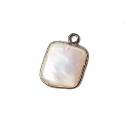 13mm Black Gold Bezel Cream Square Pearl Pendant 1 piece (ONLINE ORDER ONLY)