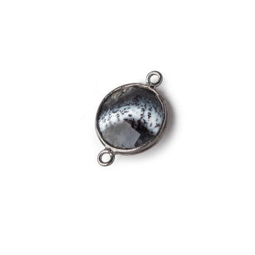 13mm Black Gold Bezel Dendritic Opal Faceted Coin Connector 1 piece (ONLINE ORDER ONLY)