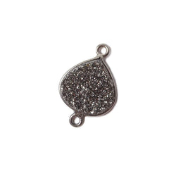 13mm Black Gold Bezel Metallic Platinum Drusy Heart Connector 1 piece (ONLINE ORDER ONLY)