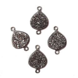 13mm Black Gold Bezel Metallic Platinum Drusy Heart Connector 1 piece (ONLINE ORDER ONLY)