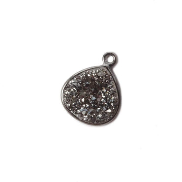 13mm Black Gold Bezel Metallic Platinum Drusy Heart Pendant 1 piece (ONLINE ORDER ONLY)