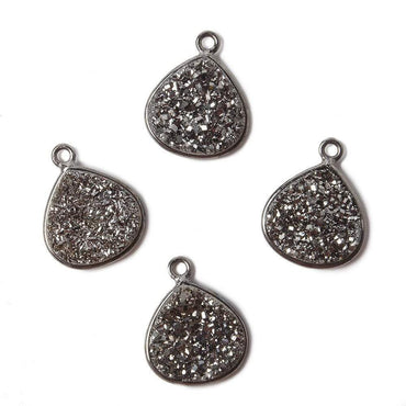 13mm Black Gold Bezel Metallic Platinum Drusy Heart Pendant 1 piece (ONLINE ORDER ONLY)