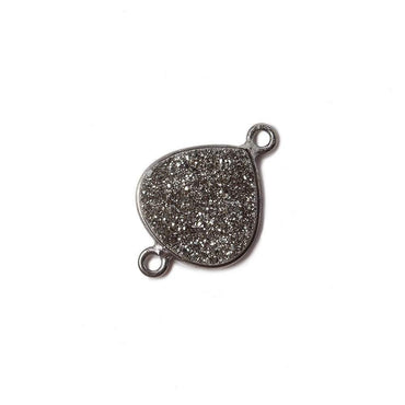 13mm Black Gold Bezel Metallic Black Flat Drusy Heart Connector 1 piece (ONLINE ORDER ONLY)
