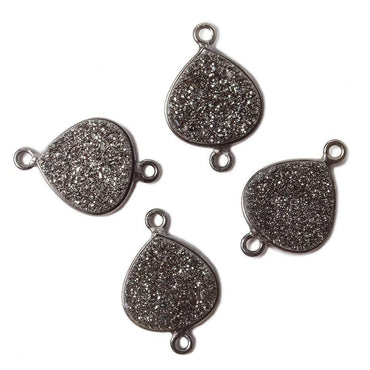 13mm Black Gold Bezel Metallic Black Flat Drusy Heart Connector 1 piece (ONLINE ORDER ONLY)