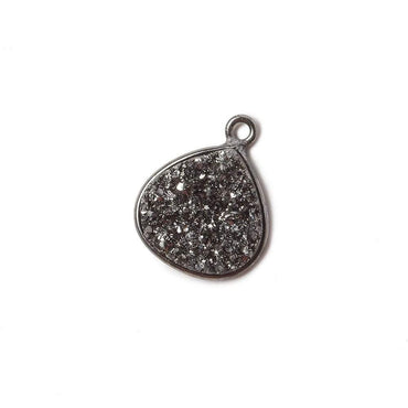13mm Black Gold Bezel Metallic Black Flat Drusy Heart Pendant 1 piece (ONLINE ORDER ONLY)