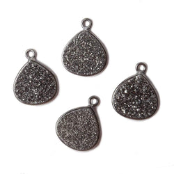 13mm Black Gold Bezel Metallic Black Flat Drusy Heart Pendant 1 piece (ONLINE ORDER ONLY)