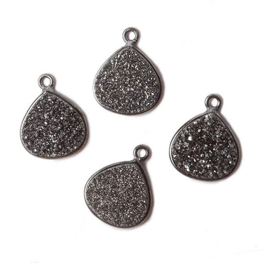 13mm Black Gold Bezel Metallic Black Flat Drusy Heart Pendant 1 piece (ONLINE ORDER ONLY)
