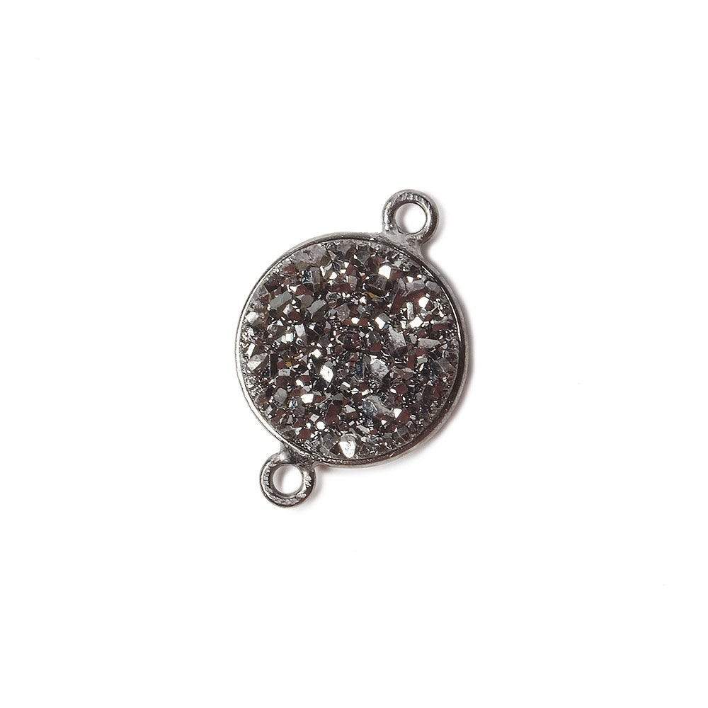 13mm Black Gold Bezel Metallic Platinum Drusy Coin Connector 1 piece (ONLINE ORDER ONLY)