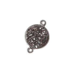 13mm Black Gold Bezel Metallic Platinum Drusy Coin Connector 1 piece (ONLINE ORDER ONLY)