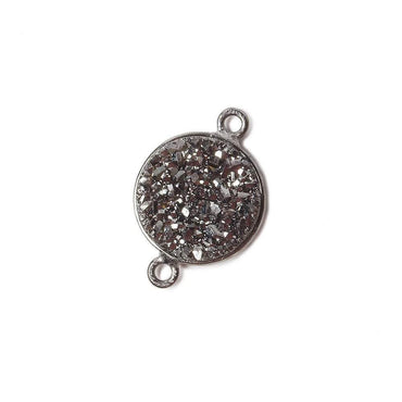 13mm Black Gold Bezel Metallic Platinum Drusy Coin Connector 1 piece (ONLINE ORDER ONLY)