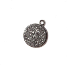13mm Black Gold Bezel Metallic Platinum Flat Drusy Coin Pendant 1 piece (ONLINE ORDER ONLY)