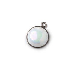 13mm Black Gold Bezel Mystic Grey Blue Opal Coin Cabochon Pendant 1 piece (ONLINE ORDER ONLY)