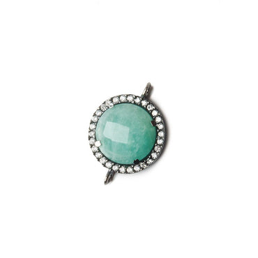 13mm Black Gold Bezel White CZ and Amazonite Coin Connector 1 focal bead (ONLINE ORDER ONLY)